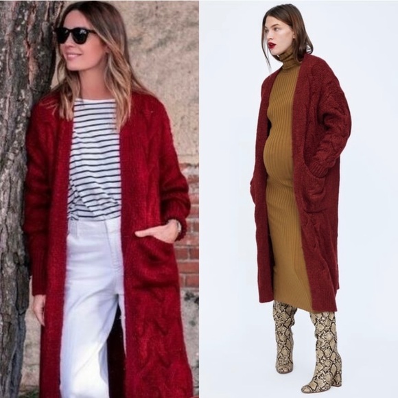 zara red cardigan